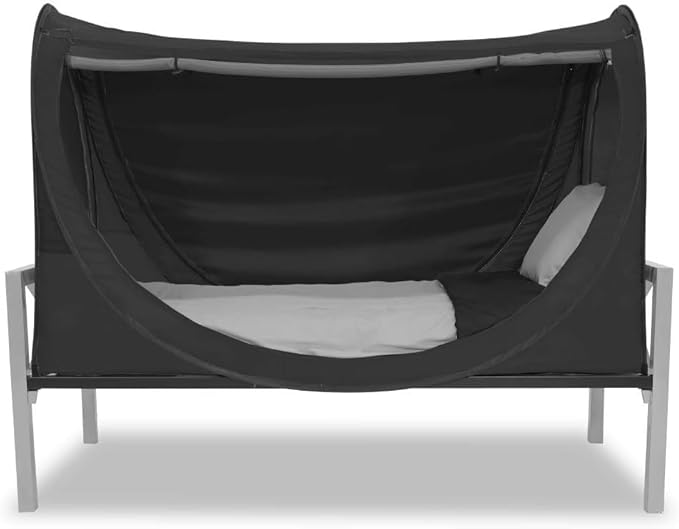 Privacy Pop up Eclipse Bed Tent Bed Drapes (Black, Full)