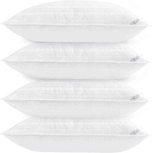 Cosmoluxe Bed Pillows for Sleeping 4 Pack, Hotel Collection Down Alternative Pillows Queen Size (20"x28") Set of 4 for Back, Stomach or Side Sleepers