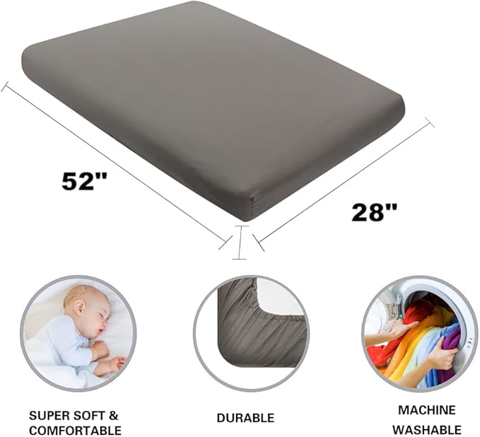 4 Pack Woodland Forest Animals Wood Neutral Unisex Fitted Baby Crib Sheets Set for Baby Boys or Girls Black and White