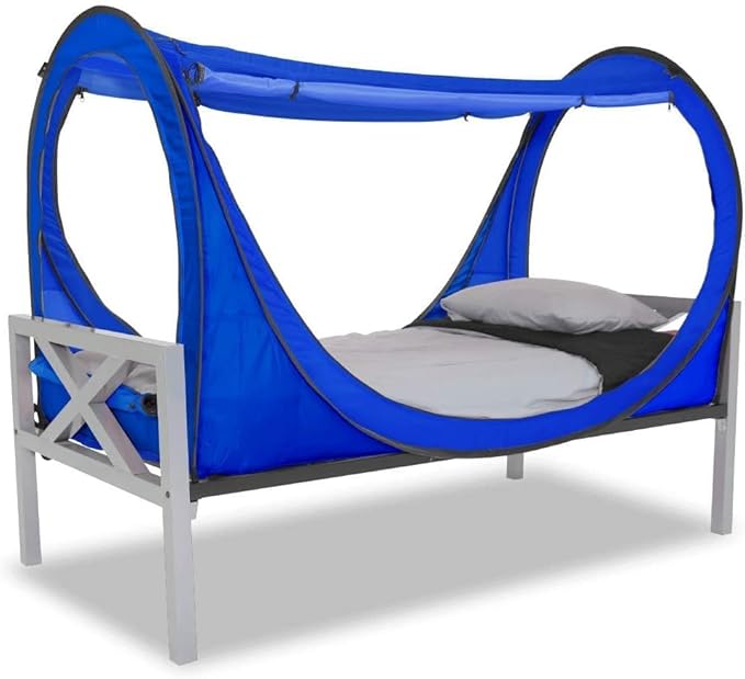 porayhut Privacy Pop up Eclipse Bed Tent Bed Drapes (Blue, Full)