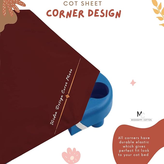 Pack of 6 Cot Sheet for Daycare Preschool Cot Bed -Polyblend Fabric with Corner Elastic Cots Sheets Fits On 22" X 40" Inches Size Toddler and Preschool Daycare Cot Burgundy 22 X 40 Size