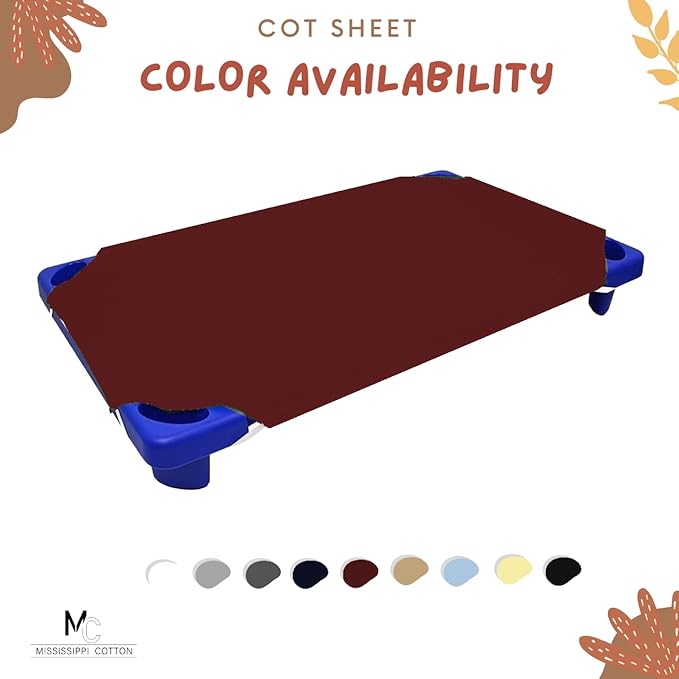Pack of 24 Cot Sheet for Daycare Preschool Cot Bed -Polyblend Fabric with Corner Elastic Cots Sheets Fits On 22" X 52" Inches Size Toddler and Preschool Daycare Cot Burgundy 22 X 52 Size