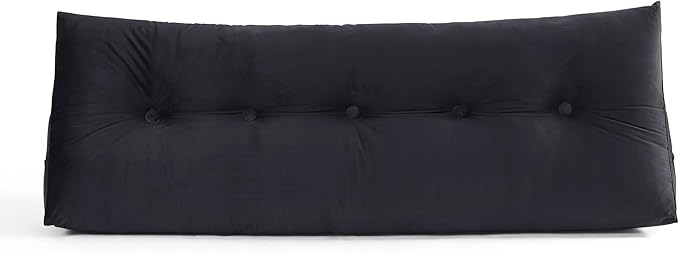 Wedge Pillow Headboard - Bed Wedge Pillow for Headboard - Large & Versatile Triangle Cushion Reading Support Pillow, King - 76", Black
