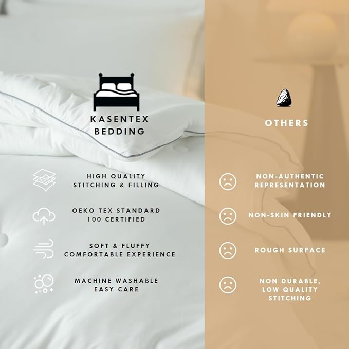 KASENTEX Super-Duper Ultra Soft Jersey Knit Twin Comforter Set - Buttery Smooth White Comforter – 2 Piece Solid Breathable Bedding - All Season Twin Comforter with 1 Pillow Case Sham, 68x88 inches