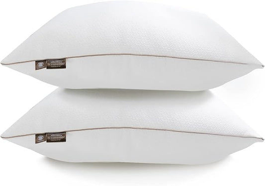 Premium 2-Pack Sleeping Pillow, Bed Pillow, Super Soft Down Alternative with Washable Covers, Microfiber Filling, Set of 2 (White, Queen)