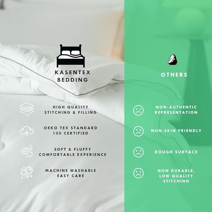 KASENTEX Super-Duper Ultra Soft Lightweight Jersey Knit Twin Comforter Set, Smooth Bed Sets 2 Piece Breathable Bedding, Light Plain White Comforters Twin Size for Kids Boys Girls Teen, 68x90in