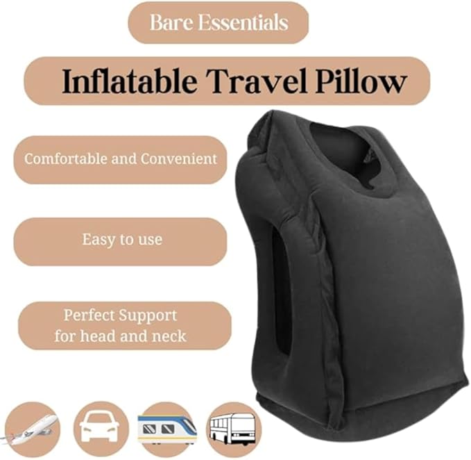 Inflatable Travel Pillow (Black)