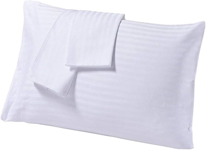 800 Thread Count 100% Egyptian Cotton Toddler Pillowcases Set of 2, Super Soft and Breathable Zipper Closer Travel Pillow Cases, 14x20 Inches, White Stripe