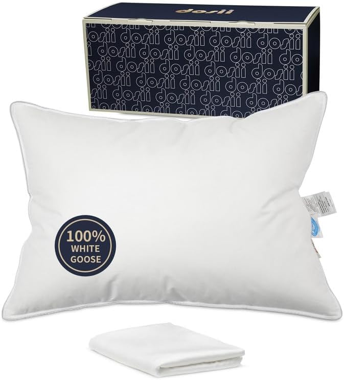 UDERLOR Cloudtop Goose Down Pillows: Luxury Hotel 100% Goose Down Pillow - Cooling Breathable Bed Pillows - Cloud Soft Pillows with Premium Pillowcase for Sleep(Standard of 1)