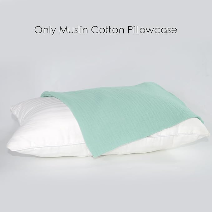 Organic Cotton Muslin Mini Pillowcases with Envelope Design,2 Pack Ultra Breathable Kids Toddler Pillowcases for Boys and Girls- 13 x 18 inches (Blue)