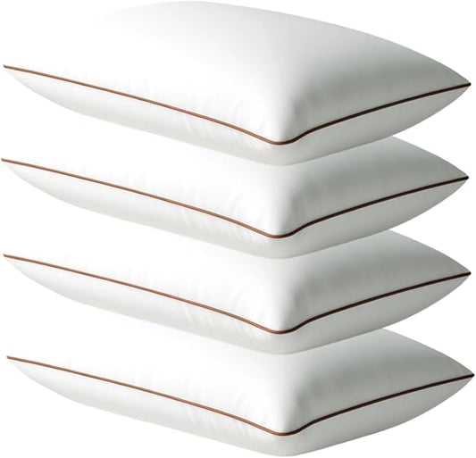 Luxury Hypoallergenic Sleeping Bed Pillows - Soft and Supportive - Premium Down Alternative Fill - Ideal for Side, Back, and Stomach Sleepers Queen Size Set of 4