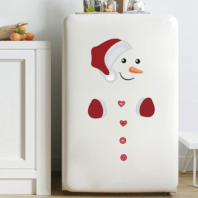 IARTTOP Cute Santa Claus Wall Sticker，Vinyl Christmas Reindeer Art Wall Decal Kitchen Fridge Window DIY Wall Sticker Home Decor