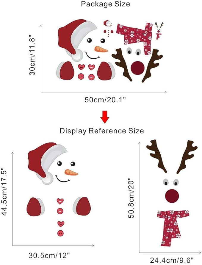IARTTOP Cute Santa Claus Wall Sticker，Vinyl Christmas Reindeer Art Wall Decal Kitchen Fridge Window DIY Wall Sticker Home Decor