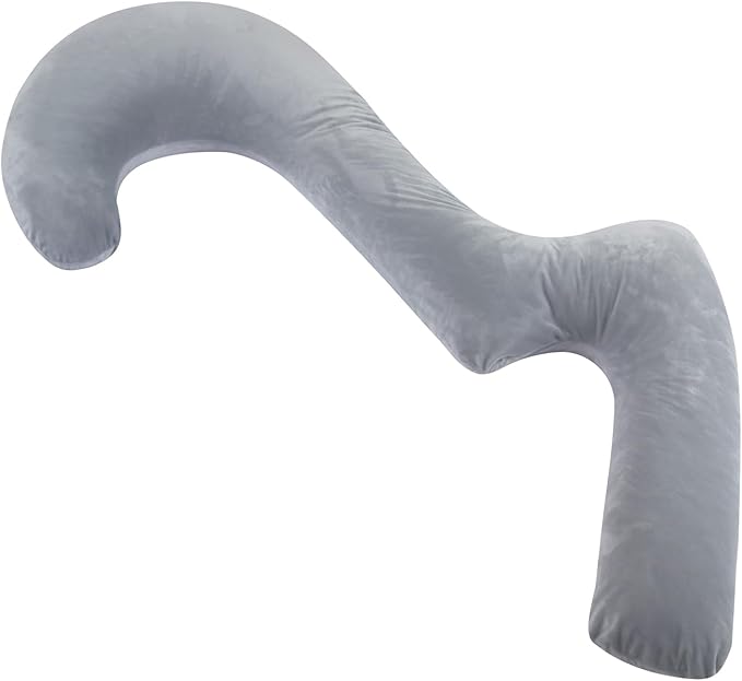 Swan Body Pillowcase, 68 Inches Memory Foam Full Body Pillowcase for Side Sleeper, Long Pillowcase with Contour Support for Back, Knee, Leg Relief - Middle Grey