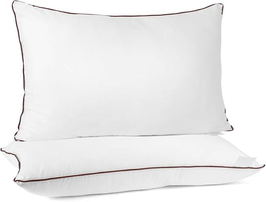 Luxury Comfort Bed Pillows - Hypoallergenic Polyester Microfiber Material - Premium Sleep Support for Side, Back, and Stomach Sleepers - Set of 2, Queen Size 18 x 28 inches, 45 cm x 70 cm