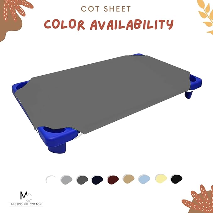 Pack of 6 Cot Sheet for Daycare Preschool Cot Bed -Polyblend Fabric with Corner Elastic Cots Sheets Fits On 22" X 52" Inches Size Toddler and Preschool Daycare Cot Dark Grey 22 X 52 Size
