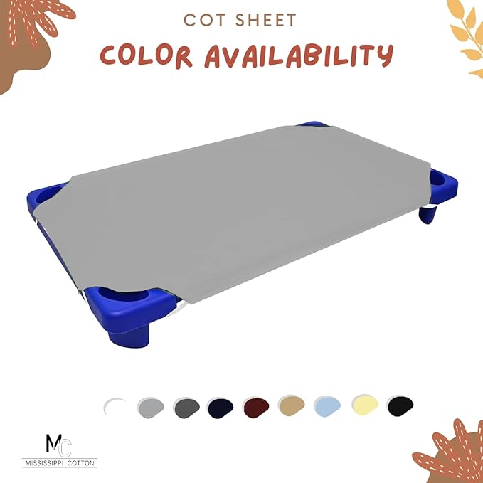 Pack of 24 Cot Sheet for Daycare Preschool Cot Bed -Polyblend Fabric with Corner Elastic Cots Sheets Fits On 22" X 40" Inches Size Toddler and Preschool Daycare Cot Light Grey 22 X 40 Size