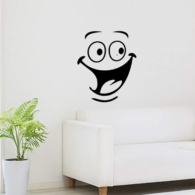 Funny Animation Big Eyes Cute Toilet Wall Decal Bathroom Home Sticker Bedroom Kitchen Art Picture DIY Murals Vinyl Paper Decoration Wallpaper for Children Potty Training Nursery Baby Teen Senior