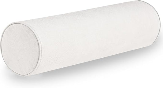 Cylinder Round Memory Foam Support Pillows Cervical Neck Roll Pillow with Pillowcase Soft, Comfortable and Breathable for Sleeping, Chair, Car, Sofa，Travel (White, 24x6)