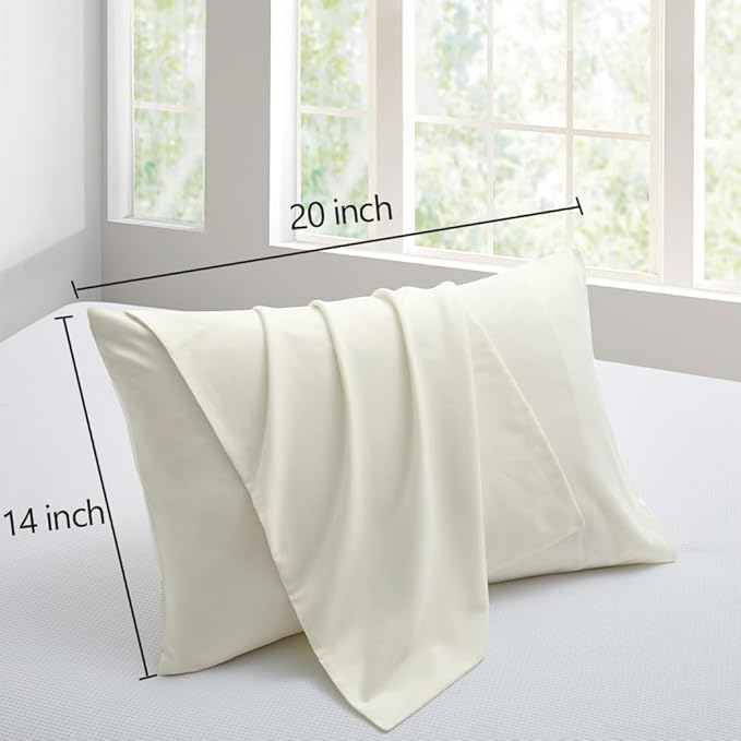 Travel Pillow Cases 14x20 Beige Microfiber Pillow Cases Soft Comfortable Not Shrink Toddler Pillow Case 14x20 Pillow Case Envelope Style 2 Pack
