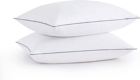 puredown® Goose Feathers and Polyester Fiber Pillows, Made in USA, Premium Medium to Firm Sleeping Pillows, Hotel Collection Pillows with Cotton Cover, 2 Pack, King Size, 20x36 Inches