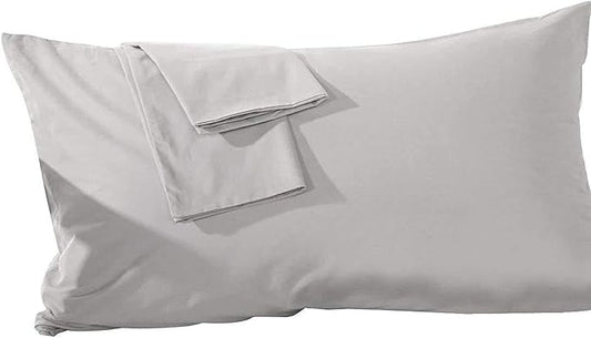 800 Thread Count 100% Egyptian Cotton Toddler Pillowcases Set of 2, Super Soft and Breathable Zipper Closer Travel Pillow Cases, 16x22 Inches, Silver Solid