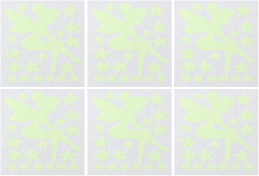 6Pcs Luminous Decorative Wall Stickers,Luminous Light Switch Decals Glow in The Dark,Magic Fairy Wall Stickers(Green Light)