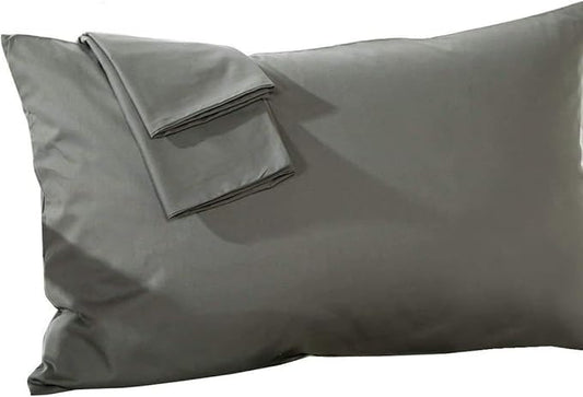800 Thread Count 100% Egyptian Cotton Toddler Pillowcases Set of 2, Super Soft and Breathable Zipper Closer Travel Pillow Cases, 16x20 Inches, Dark Grey Solid