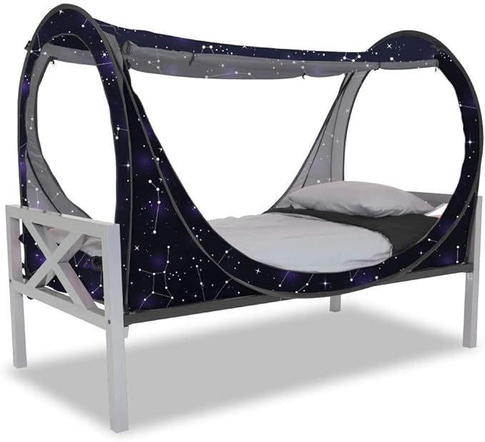 Privacy Pop up Eclipse Bed Tent Bed Drapes (Starry Constellation, Full)