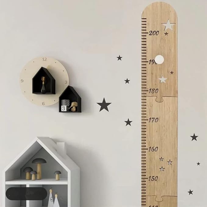 Wooden Wall Growth Chart, Kids Height Wall Chart Natural Schoolhouse Ruler, Kids Measuring Chart for Wall, Kids Nursery Wall Decor & Room Hanging Wall Decor(Wood)