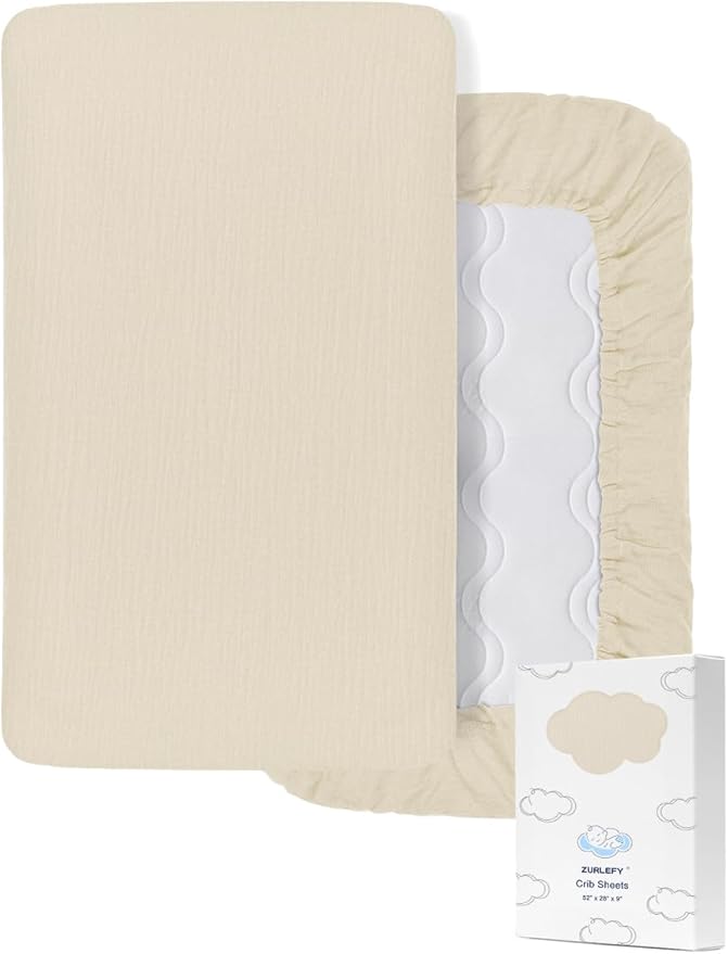 Beige Crib Sheets for Boys, Neutral Crib Sheet for Standard Crib Mattress, Fitted Baby Girl Toddler Bed Sheets 28" x 52" (46C-11)