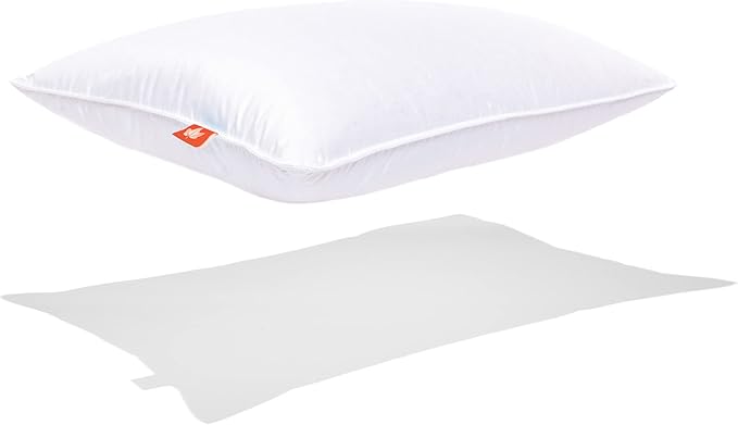 Canadian Down & Feather Co. – Medium 625 Fill Power White Down Sleeping Pillow Standard Size - 500 Thread Count Shell 100% Cotton - Made in Canada