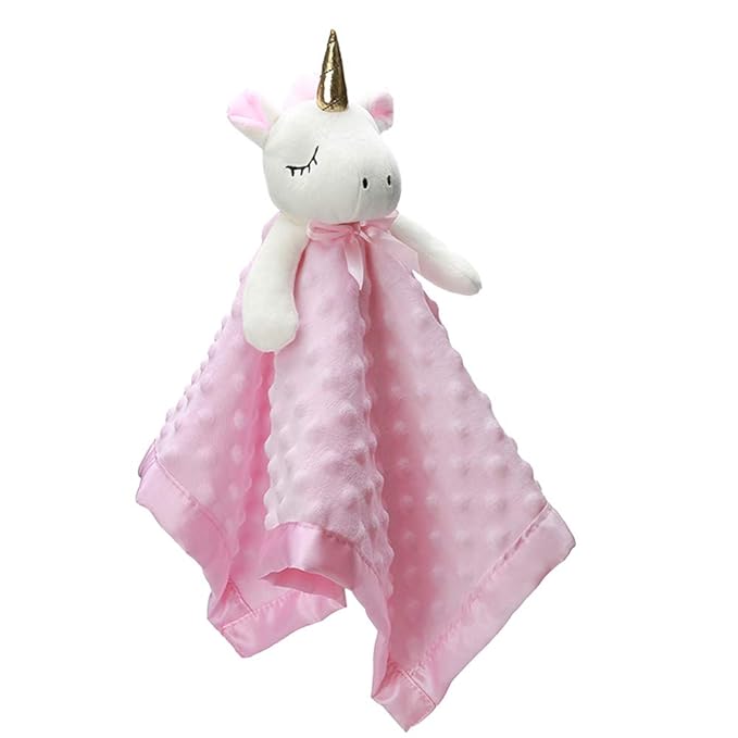 Pro Goleem Unicorn Loveys for Babies Soft Plush Pink Security Blanket for Girls Snuggle Toy Stuffed Animal Lovies for Babies Baby Girl Gifts for Newborn, Infant and Toddler, 16 Inch