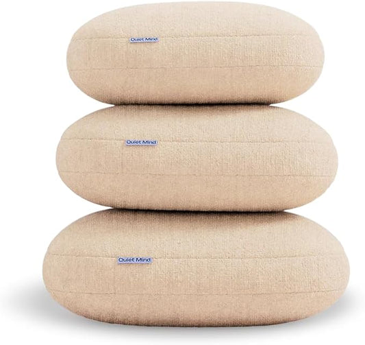 Quiet Mind The Original Weighted Pillow for Adults & Kids - (Large, Cashew, 12 lbs) - Weighted Body Pillow - Alternative to Weighted Blanket - Enhanced Deep Sleep and Stress Relief - Hug Pillow