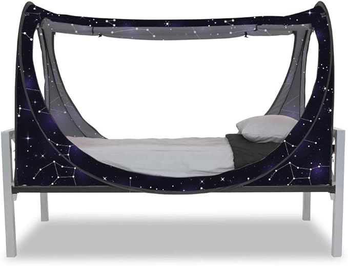 Privacy Pop up Eclipse Bed Tent Bed Drapes (Starry Constellation, Queen)