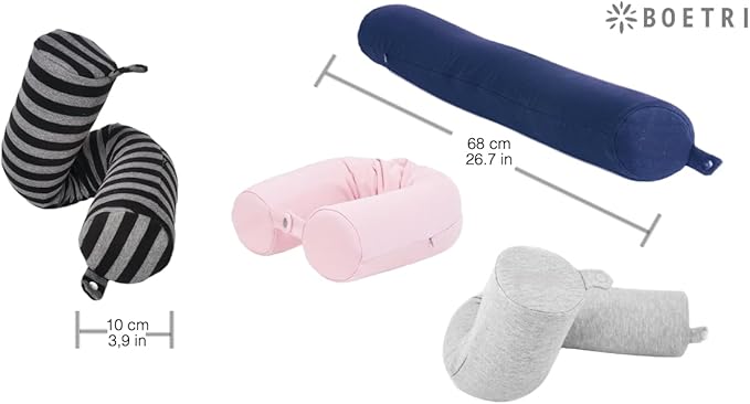 Twist Memory Foam Travel Pillow - Cotton Cover - Travel Bag Included - Adjustable, Bendable Pillow for Neck, Head, Chin, Lumbar and Leg Support (Pink)