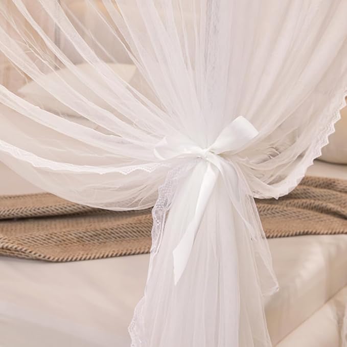 Mengersi Canopy Bed Curtains Bed Canopy,Canopy for Bed Curtains-Cozy Drape Netting,Princess Bed Drapes for Girls Adults Bedroom Decoration(Full,White)