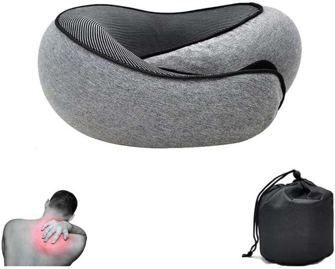 Travel Pillow, Memory Foam Travel Pillow, U-Shaped Pillow for Airplanes, Car, Office, Sleeping Upright (Dark Grey), 15612