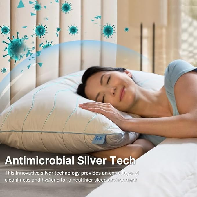 felo Feather Down Pillows Queen Size Set of 2, CloudFusion Goose Pillow for Sleeping, Luxury Hotel Collection Bed Supportive Pillows for Side Back Pain Sleepers, 100% Organic Cotton Shell (20" x 30")