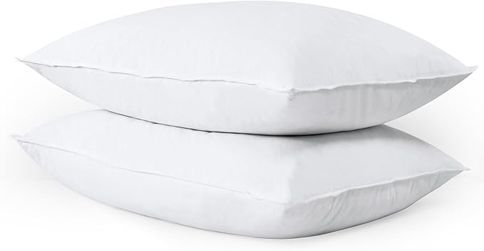 WOLKI Feather Down Alternative Pillows Sandard Size Set of 2, 100% Soft Cotton Shell Bed Pillow, Hotel Sleeping Pillow for Back, Stomach or Side Sleepers 20x26