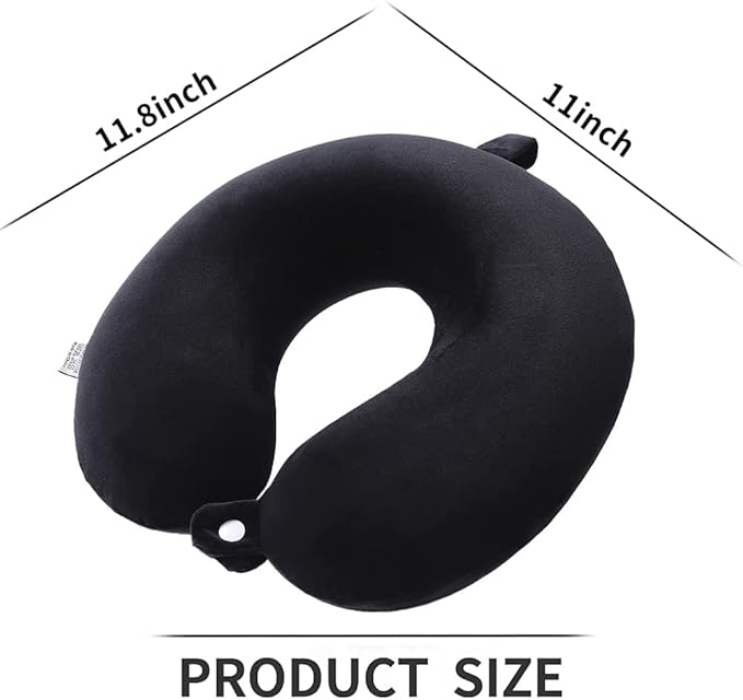 Travel Pillow - Memory Foam Neck Pillow Support Pillow,Luxury Compact & Lightweight Quick Pack for Camping,Sleeping Rest Cushion (Black)