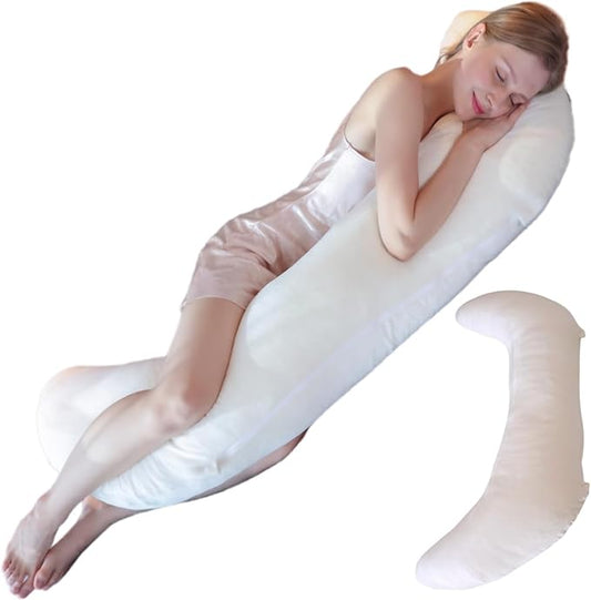 Swan Pillow Full Body Pillow,60 Inch Side Sleeper Pillows for Adults,Maternity Pillow for Pregnant Women with Velvet Cover, White