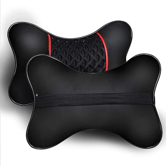 Car Headrest Cushions, 2 Pcs PU Leather Car Headrest Pillow Neck Rest Cushion Pillow Wearable Soft Car Neck Support Car Seat Neck Pillow