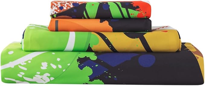 qjmiaofang Sports Sheets Queen for Boys Football Sheets Kids Sports Bed Sheets 4Pieces Baseball Sheets Sport Bed Set with Basketball and American Football Fitted Sheet Flat Sheet Set