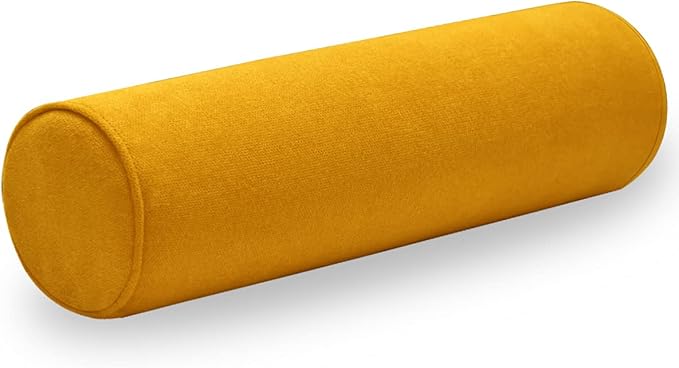 Cylinder Round Memory Foam Support Pillows 24X6 Cervical Neck Roll Pillow with Pillowcase Soft, Comfortable and Breathable for Sleeping, Chair, Car, Sofa，Travel Yellow