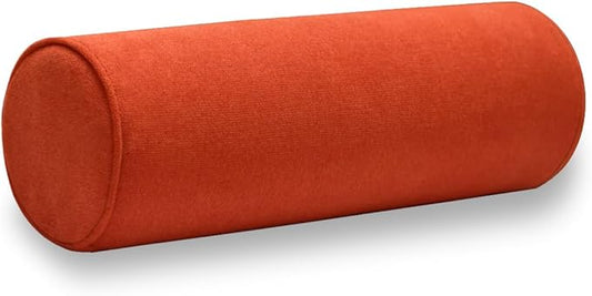 Cylinder Round Memory Foam Support Pillows 17.8X6 Cervical Neck Roll Pillow with Pillowcase Soft, Comfortable and Breathable for Sleeping, Chair, Car, Sofa，Travel OrangeRed