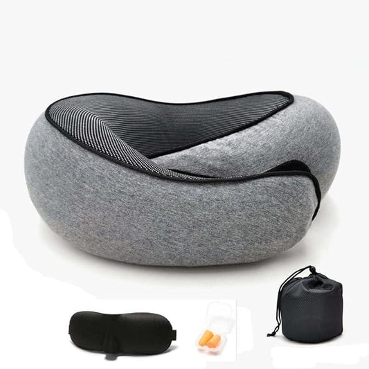 Travel Pillow, Memory Foam Travel Pillow, U-Shaped Pillow for Airplanes, Car, Office, Sleeping Upright (Dark Grey), 15612