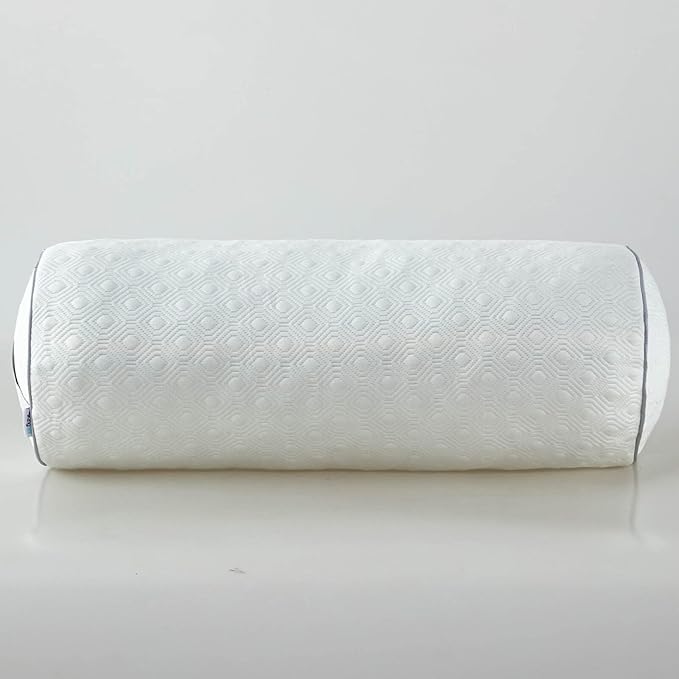 Kingnex Adjustable Roll Bolster Pillow, Under Knees for Sleeping on Back, Between Legs for Side Sleepers Shredded Cool Gel Infused Memory Foam Insert with Removable Bamboo Viscose Cover 18x6