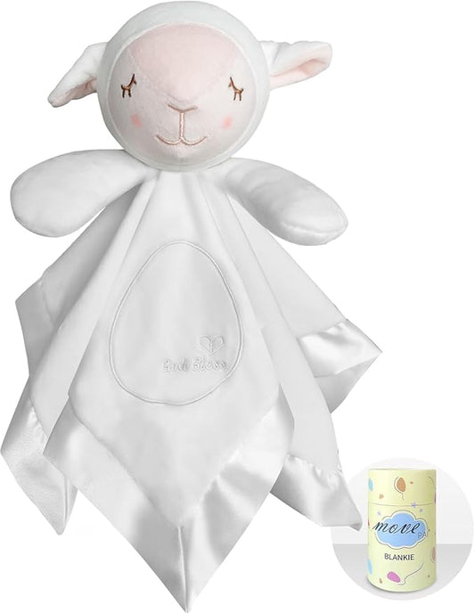 White Goat Baby Security Blanket Loveys for Babies Boys and Girls, 16" Soft Baby Lovey Blanket, Baby Snuggle Stuffed Animals Blankie, Baby Gifts for Infant and Toddler