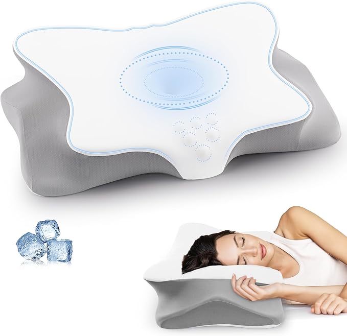 Cervical Neck Pillow for Pain Relief: Ergonomic Orthopedic Contour Pillow - Memory Foam Pillows (Butterfly)